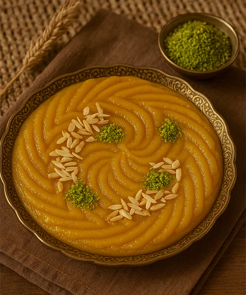 طرز تهیه حلوا زعفرانی ساده با آرد گندم برای 4 نفر