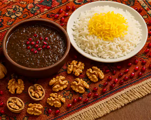 طرز تهیه فسنجون با مرغ مجلسی و خوشمزه + نکات غلیظ شدن و طعم عالی
