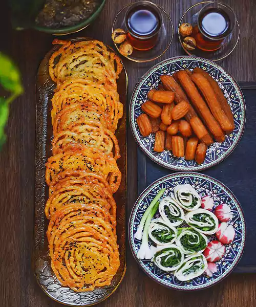 طرز تهیه زولبیا و بامیه خانگی آسان و خوشمزه مثل قنادی