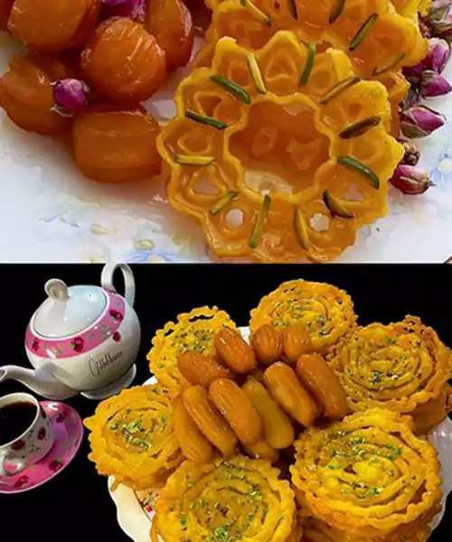 طرز تهیه زولبیا و بامیه خانگی آسان و خوشمزه مثل قنادی