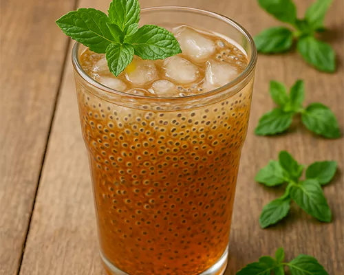 طرز تهیه خاکشیر با تخم شربتی | نوشیدنی خنک و مفید تابستانی