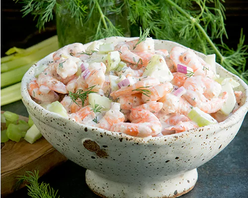 طرز تهیه سالاد میگو خوشمزه و رژیمی دستور آسان و سریع